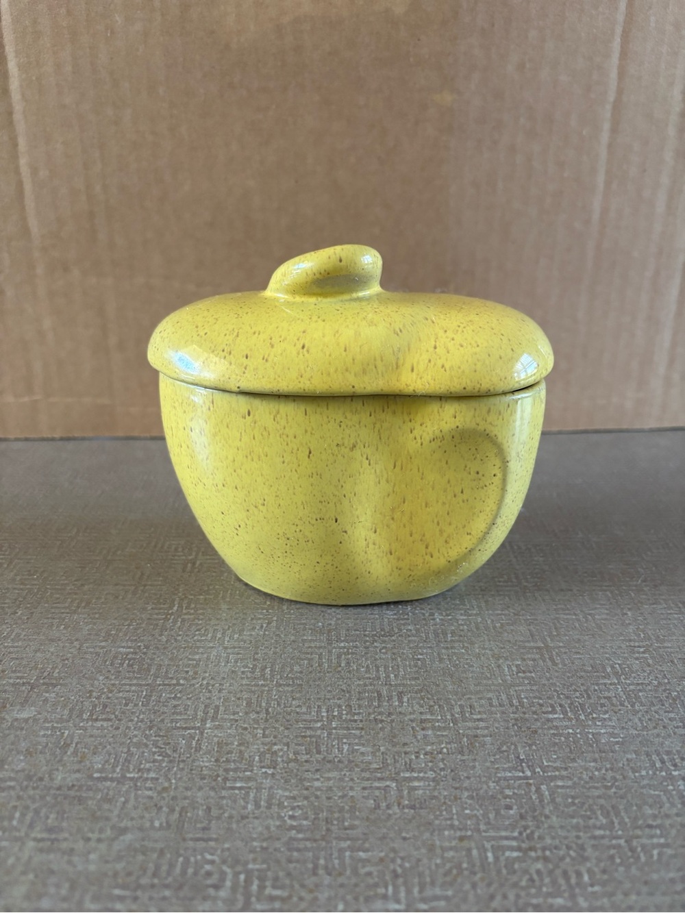 Speckled Yellow Ceramic Lidded Jar